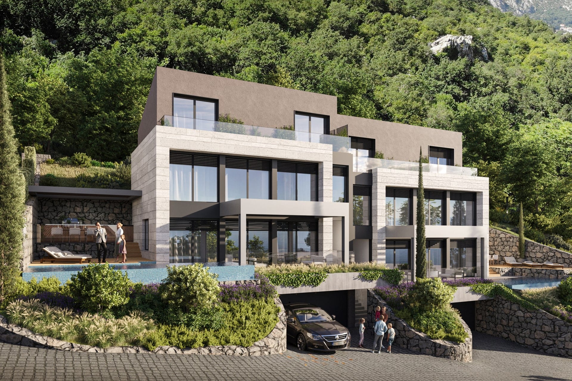 Moderna petosobna vila sa bazenom, Kotor, Dobrota — fotografija 1 od 9