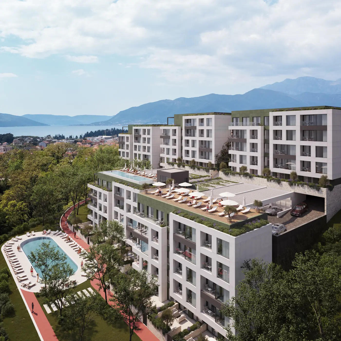 Квартиры в новом комплексе с бассейном, Мрчевац, Тиват — фотография 1 из 8